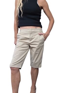 Vince Khaki Bermuda Shorts Size 4 Minimalist Cotton Tailored Shorts